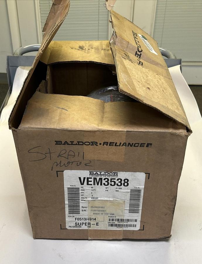 BALDOR,VEM3538,SUPER E MOTOR 1/2HP 1735RPM 230/460V 3PH 56C FRAME