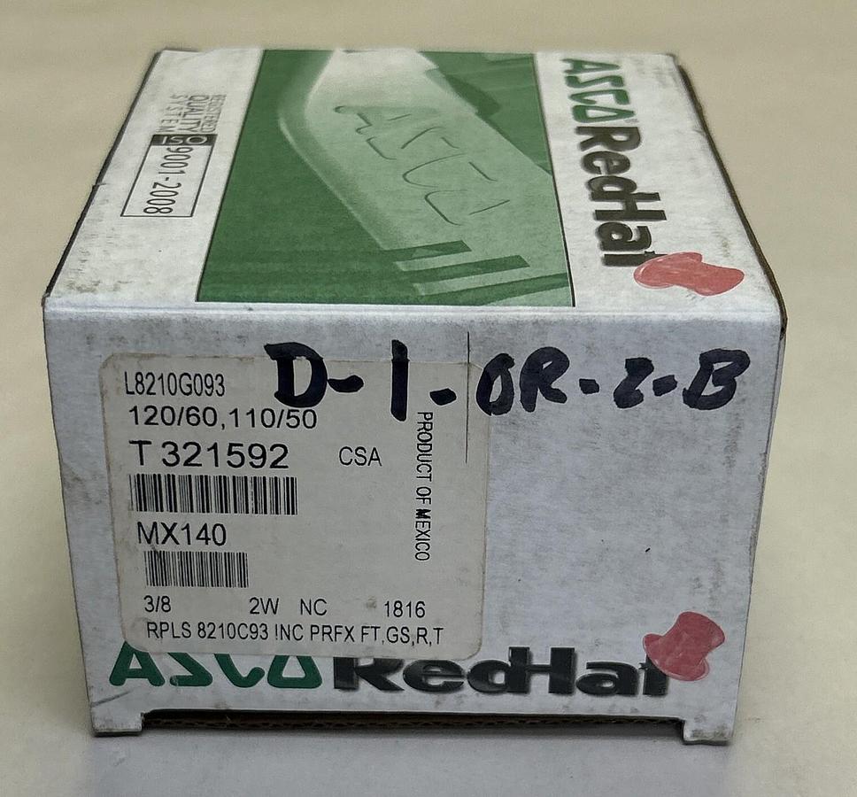 Used ASCO,L8210G093,SOLENOID VALVE 2WAY 3/8 INCH PIPE 120V NEW