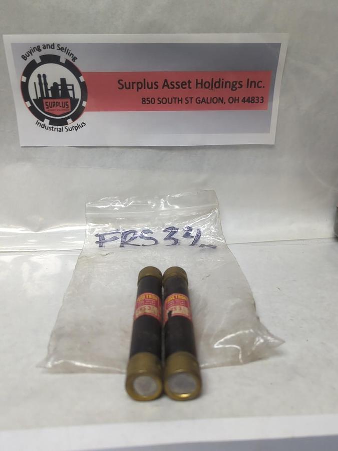 Used COOPER BUSSMANN,FRS-3-2/10,FUSETRON 3-2/10 AMP FUSE LOT OF 2 PRE-OWNED