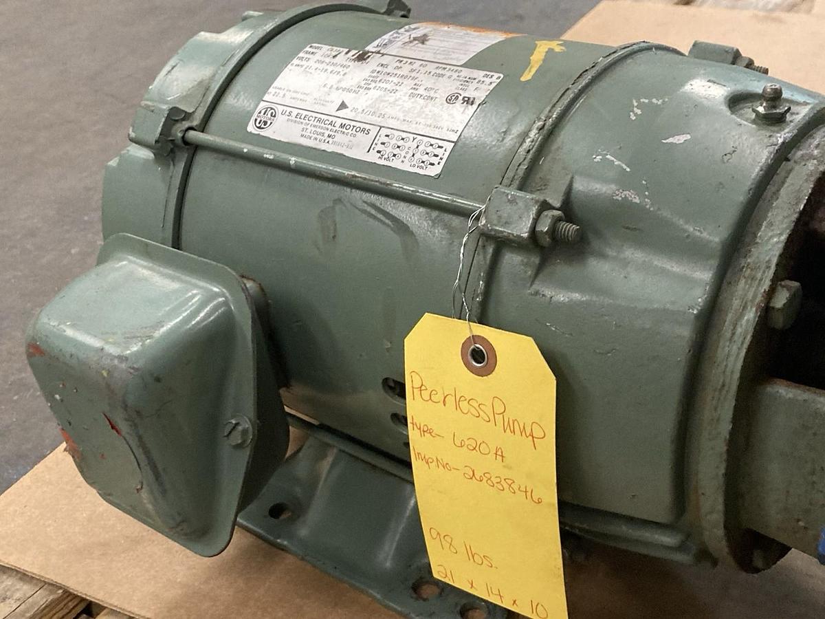 Used Peerless Pump,Type 620A,Pump w/U.S. Electrical Motors C538A 3-Phase Motor