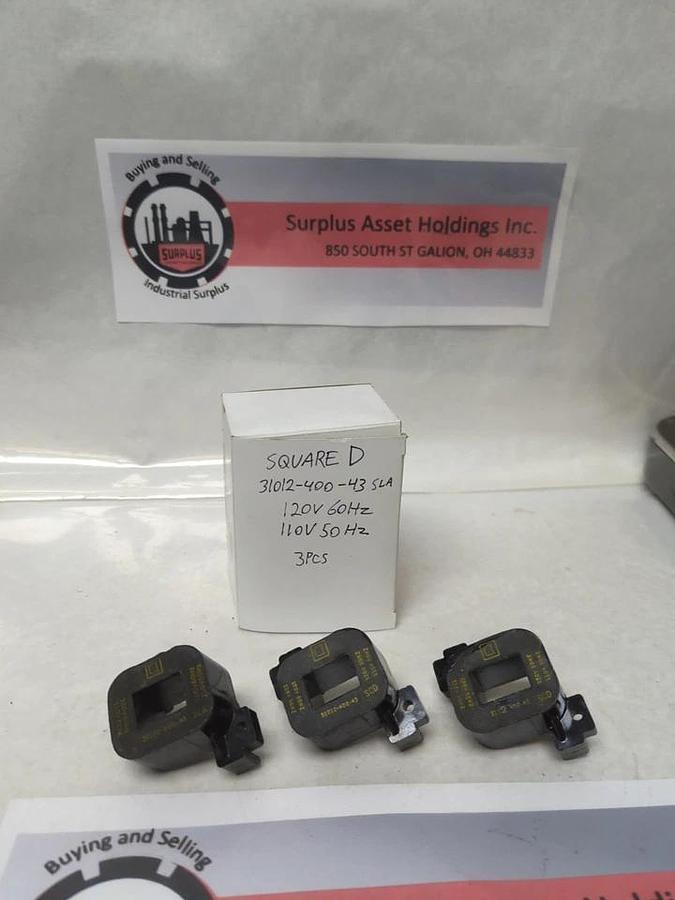 Used SQUARE D,31012-400-43 SLA,COIL 120V 60HZ 110V 50HZ LOT OF 3 PRE-OWNED