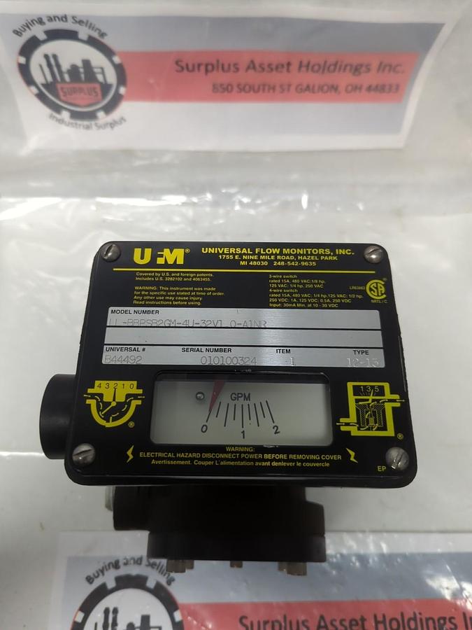 Used UNIVERSAL FLOW MONITORS,LL-BBPSB2GM-4U-32V1.0-A1NR,FLOW CONTROL TYPE 12-13 USED