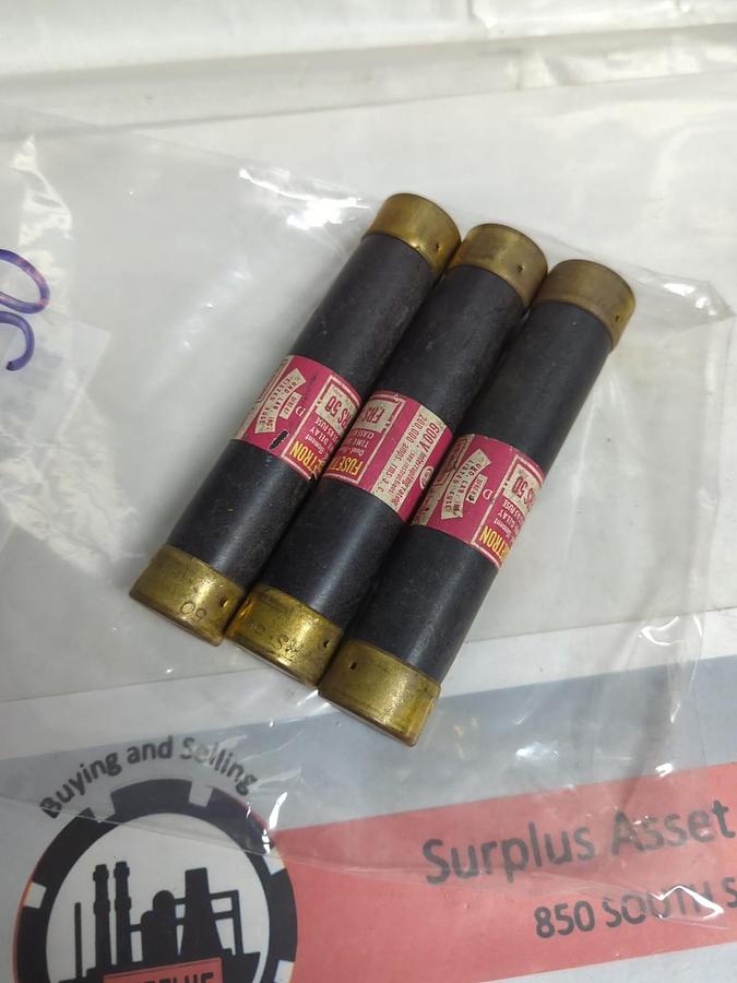 Used COOPER BUSSMANN,FRS-50,FUSETRON FUSE 50 AMP LOT OF 3 PRE-OWNED