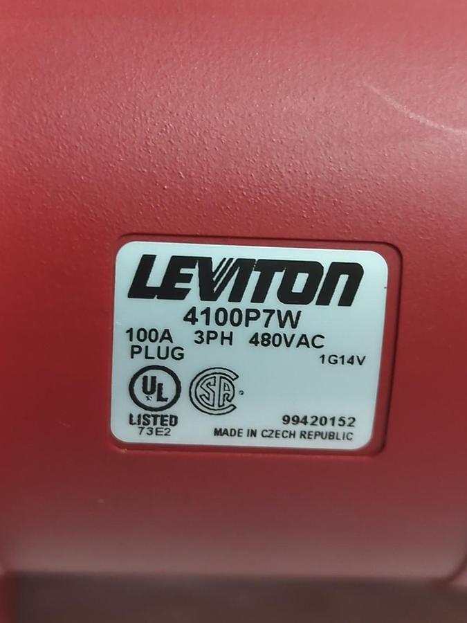 Used LEVITRON,4100P7W,WATER TIGHT PIN & SLEEVE PLUG 100A 3PH 480VAC PRE-OWNED