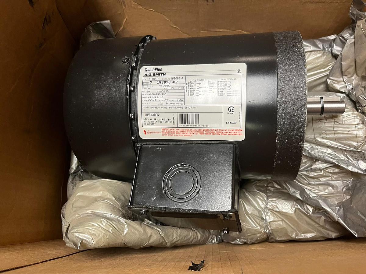 A.O. SMITH,H1010,QUAD PLUS MOTOR 1HP SC 3450RPM 3PH FR J56C