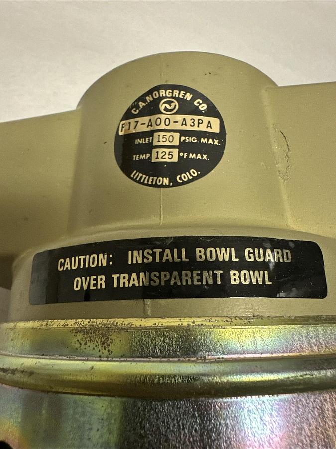 Norgren,F17-AOO-A3PA,Pneumatic Filter 1" Inlet NEW (G014)