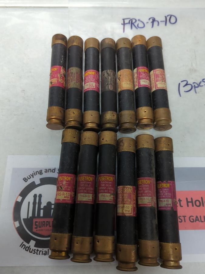 Used COOPER BUSSMAN,FRS-R-10,FUSETRON 10 AMP FUSE LOT OF 13 PRE-OWNED