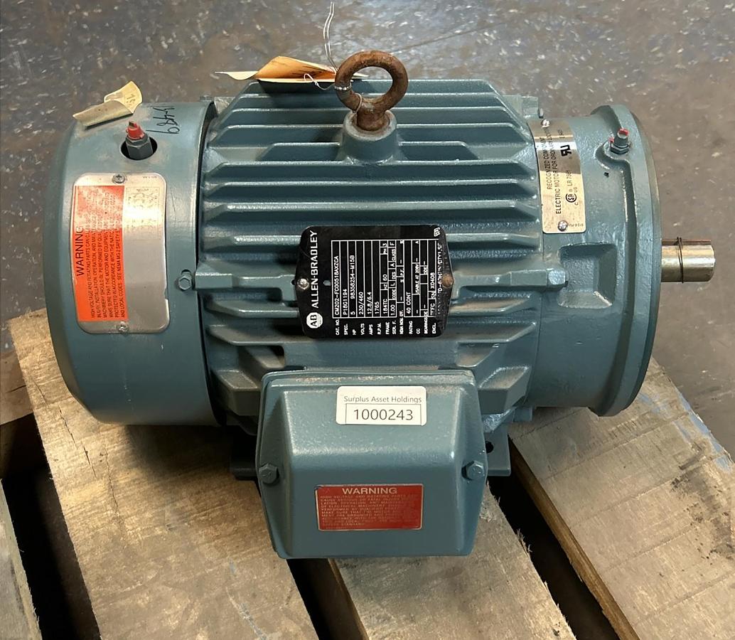 Used ALLEN BRADLEY,CM202-FC00518AXZCA,MOTOR 5HP 1765RPM 230/460V 3PH 184TC FRAME