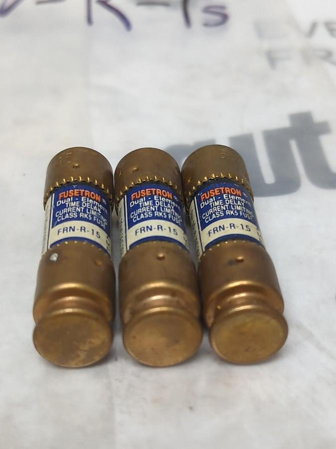 COOPER BUSSMANN,FRN-R-15,FUSETRON 15 AMP FUSE LOT OF 3 NOS