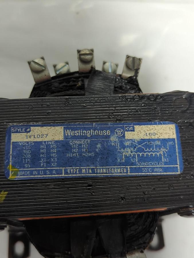 Used WESTINGHOUSE,1F1027,CONTROL TRANSFORMER PRE-OWNED