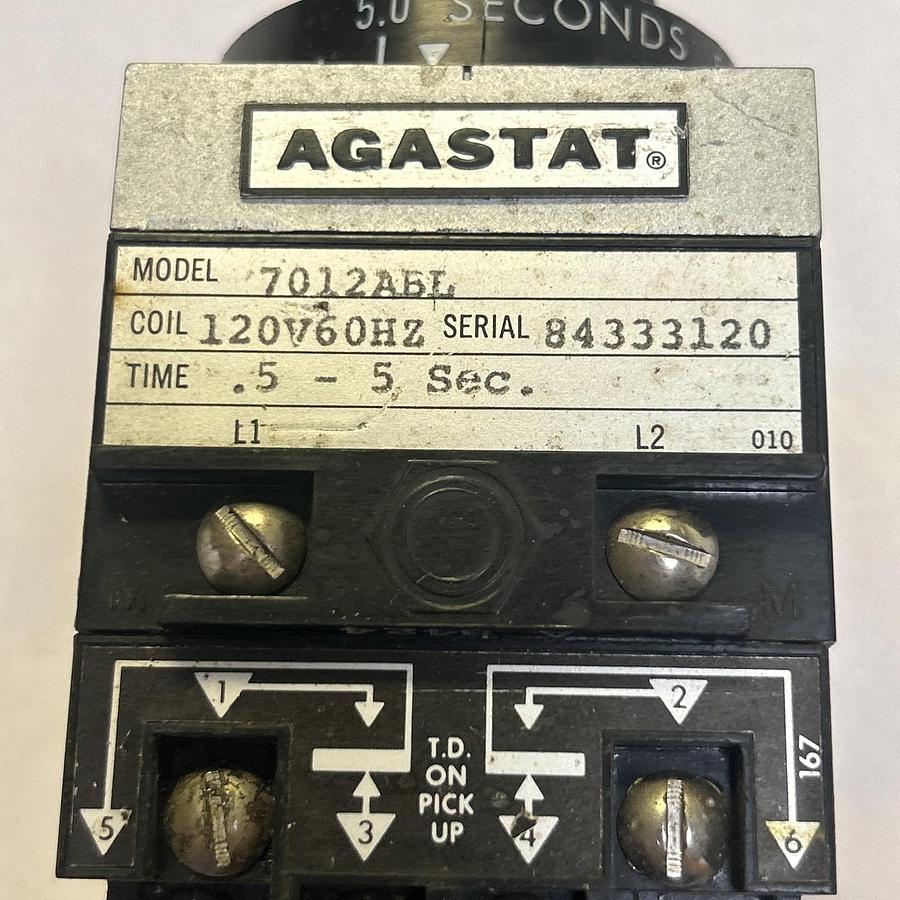 Used AGASTAT,7012ABL,TIME DELAY RELAY .5-5 SECONDS