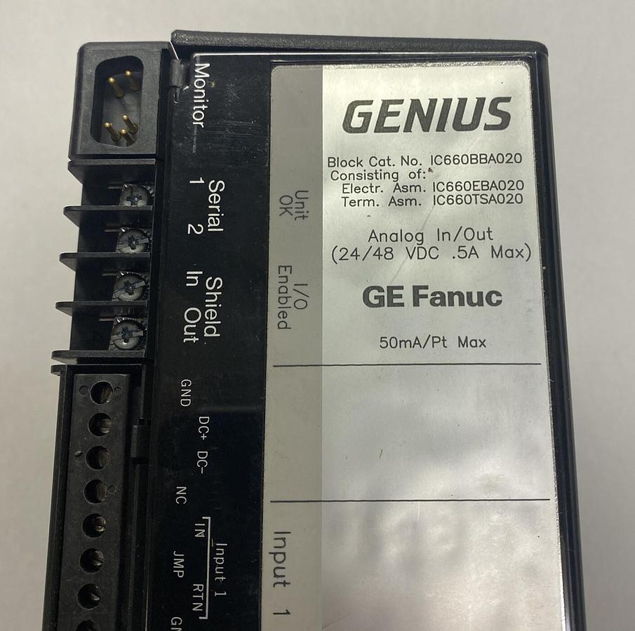 Used GENERL ELECTRIC,IC660BBA020,ANALOG IN/OUT GENIUS MODULE