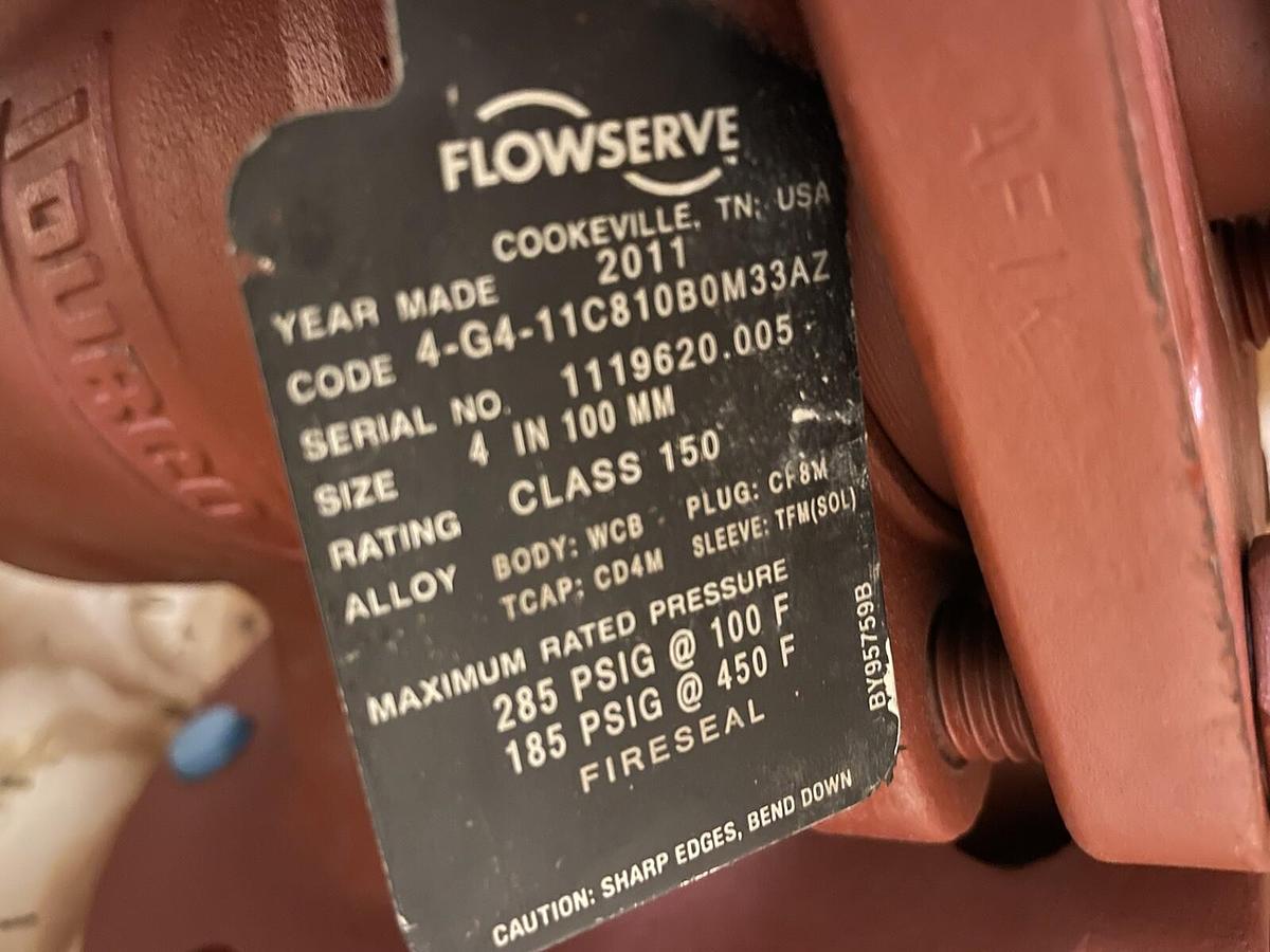 Used FLOWSERVE,4-G4-11C810B0M33AZ,4INCH CLASS 150 SLEEVELINE PLUG VALVE WCB CF8M CD4M