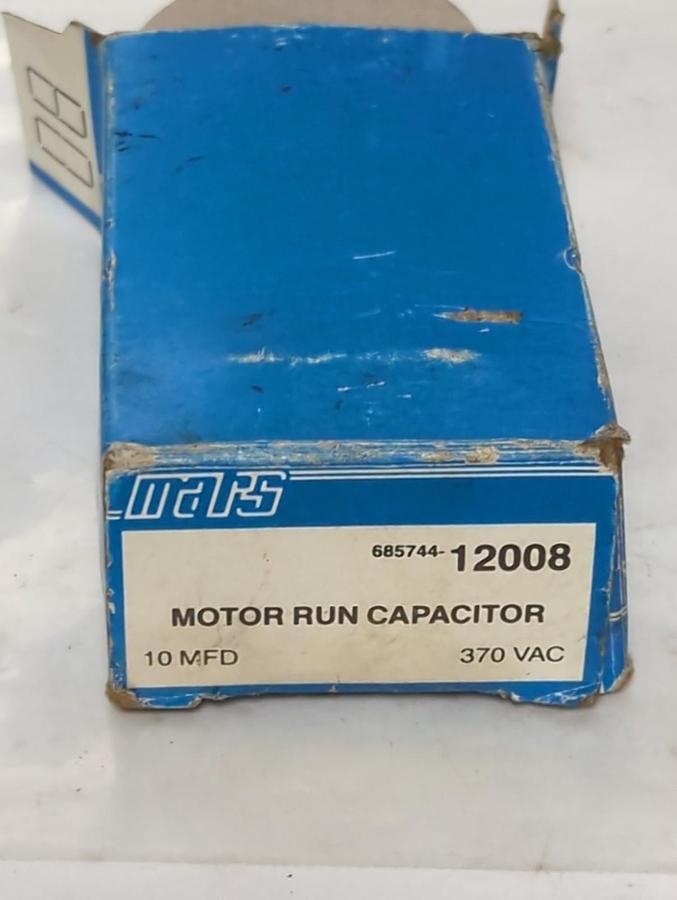 MARS,12008,MOTOR RUN CAPACITOR 10MFD 370VAC NOS