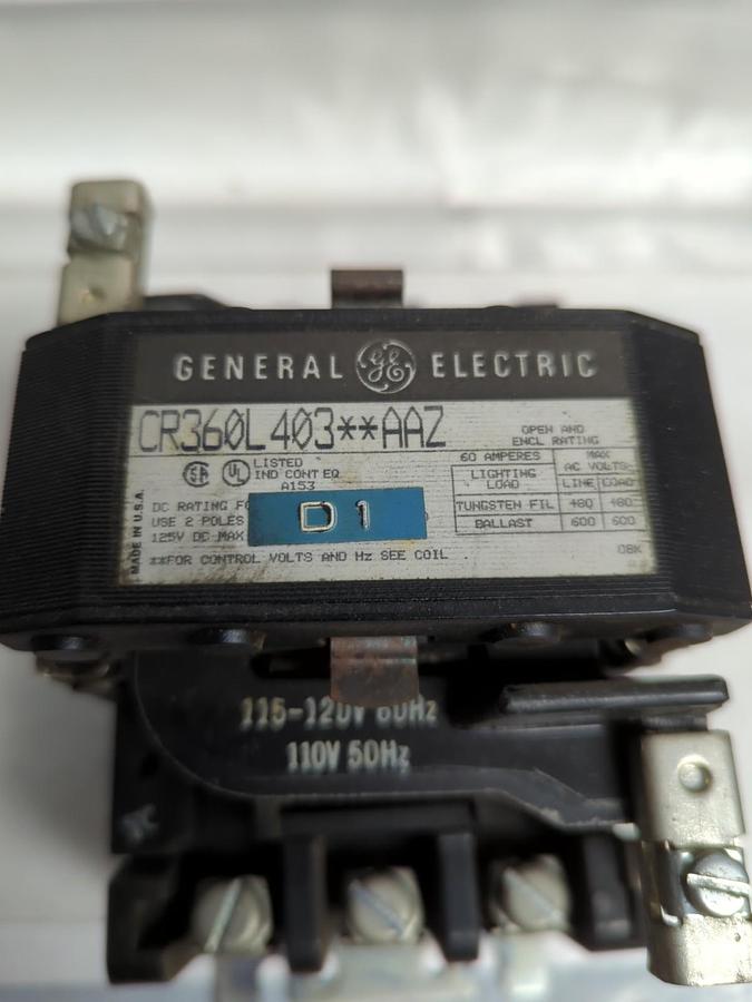 Used GE,CR360L403**AAZ,LIGHTING CONTACTOR 3-POLE 60 AMP PRE-OWNED