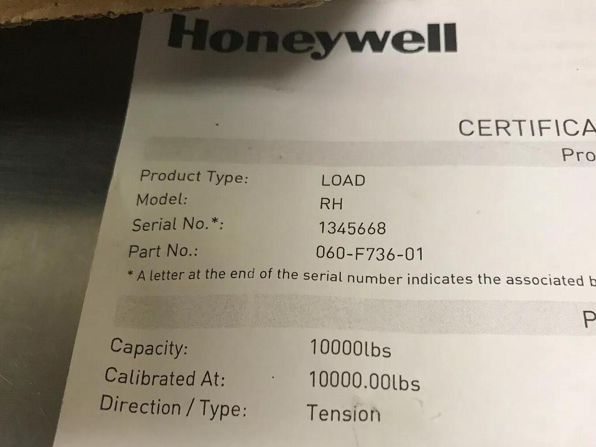 Used Honeywell,060-F736-01, 10000lbs RH Pressure Transducer