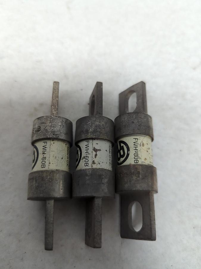 Used COOPER BUSSMANN,FWH-60B,FUSE 60 AMP LOT OF 3 PRE-OWNED