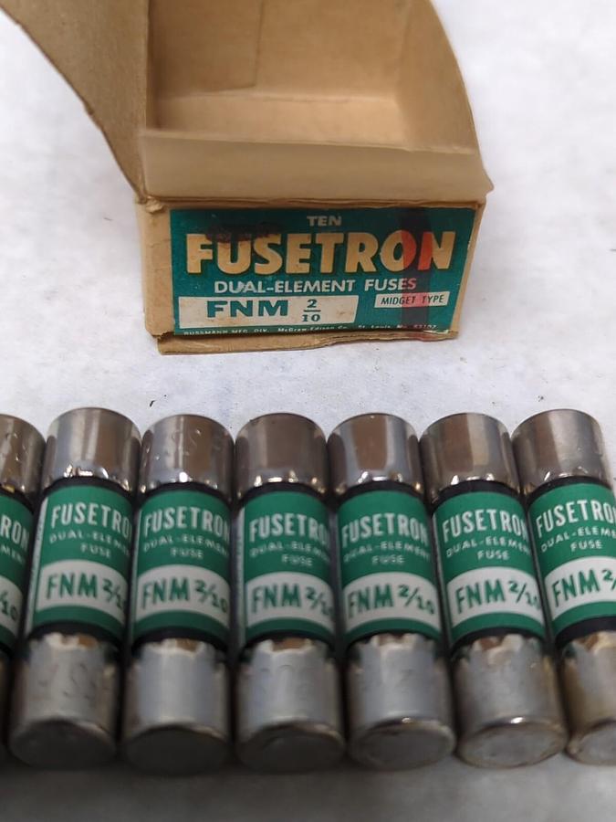 COOPER BUSSMANN,FNM 2/10,FUSETRON 2/10 AMP FUSES BOX OF 7 NOS