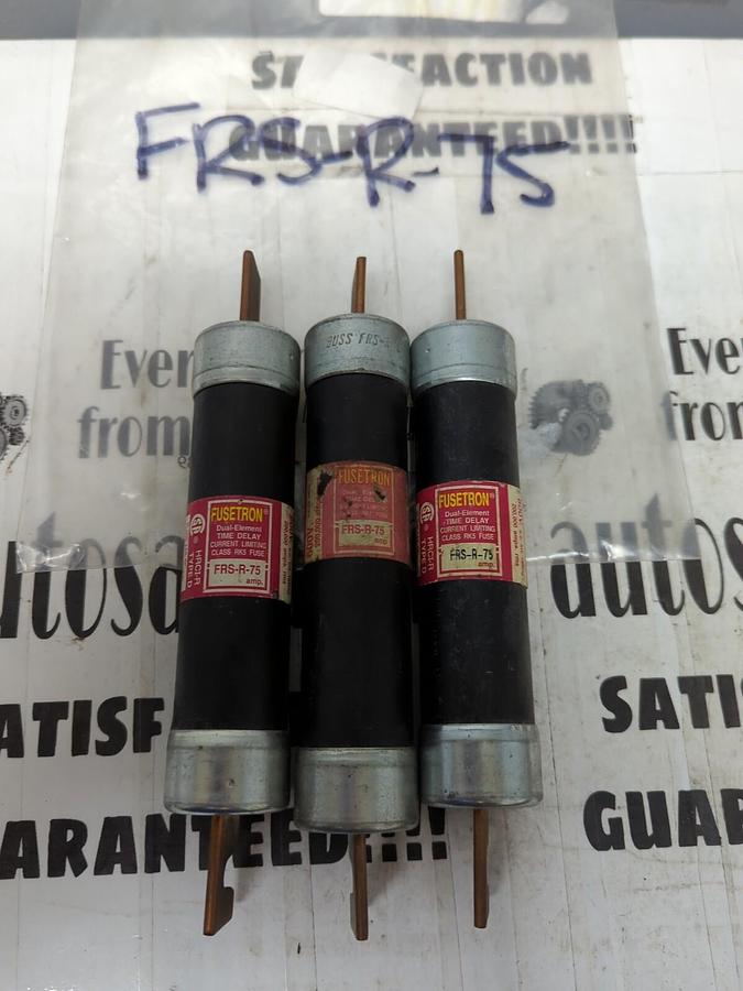 COOPER BUSSMANN,FRS-R-75,FUSETRON 75 AMP FUSES LOT OF 3 NOS