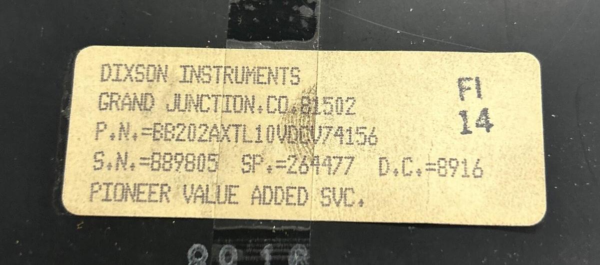 Used DIXSON INSTRUMENTS,BB202AXTL10VDV74156,PANEL METER 0-3000 PSI