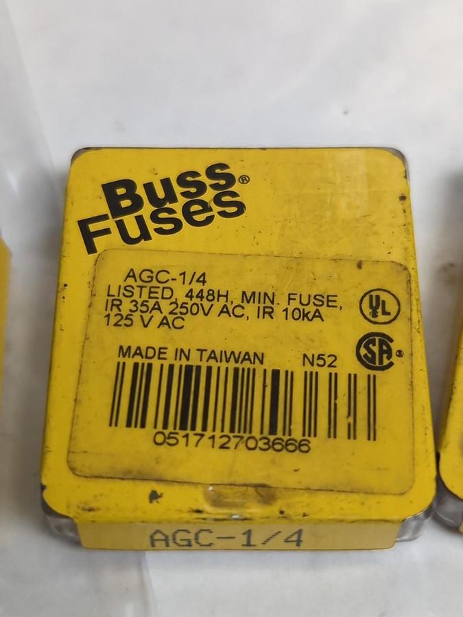 COOPER BUSSMANN,AGC-1/4,MINI 1/4 AMP FUSE LOT OF 20 NOS