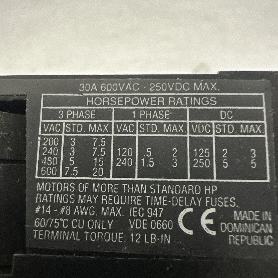 Used Allen-Bradley,194R-NJ030P3,DIsconnect Switch Fusible