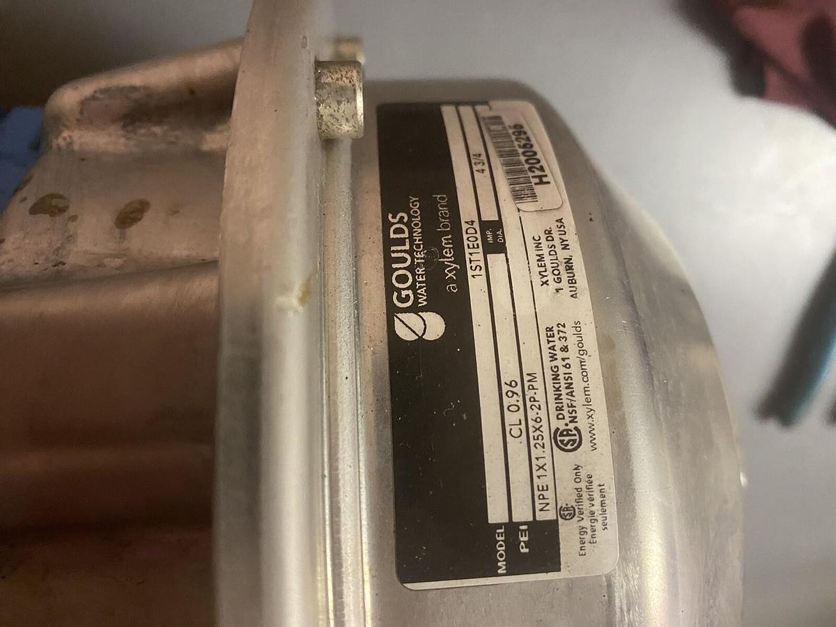 Used GOULDS,1ST1E0D4, 1Hp CENTRIFUGAL PUMP NPE 1X1.25X6-2P-PM