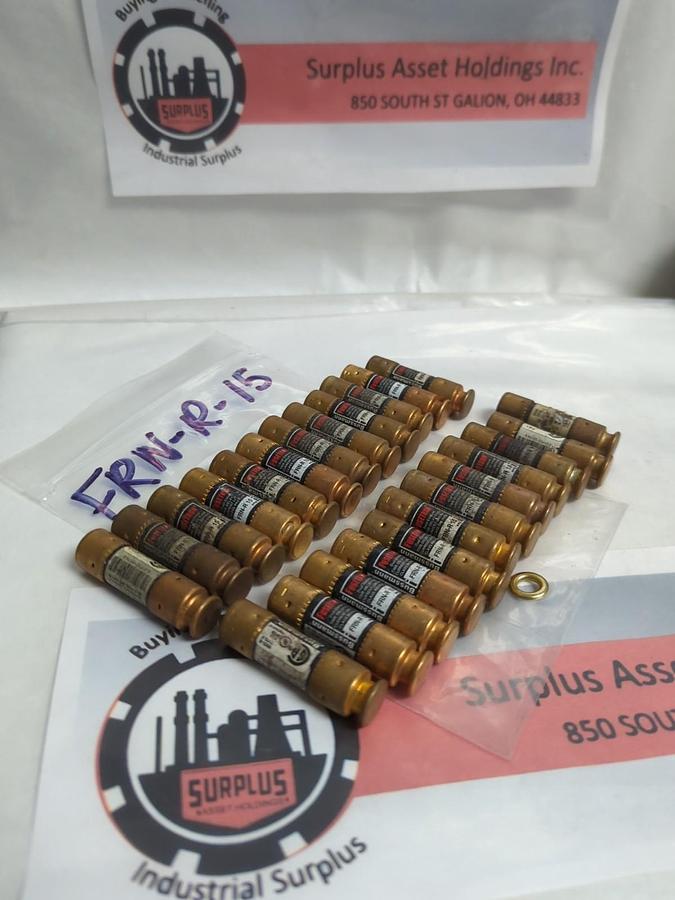 Used COOPER BUSSMANN,FRN-R-15,FUSETRON 15 AMP FUSE LOT OF 24 PRE-OWNED