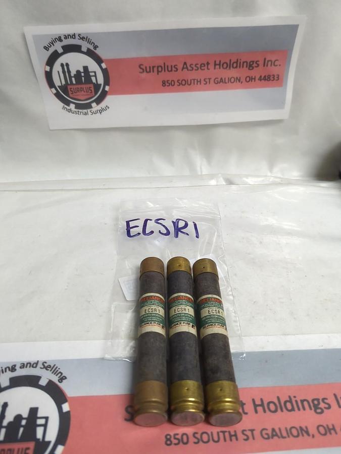 Used RELIANCE,ECSR1,TIME-DELAY 1 AMP FUSE LOT OF 3 PRE-OWNED