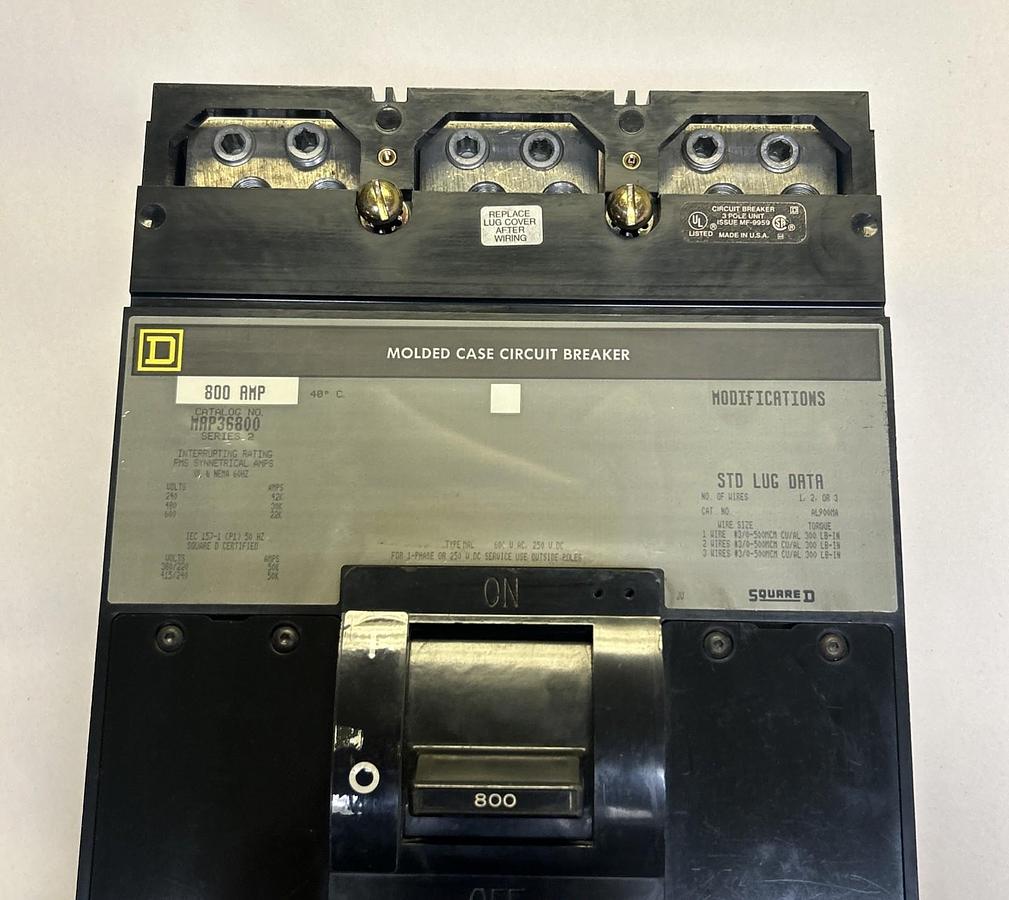 Used SQUARE D,MAP36800,CIRCUIT BREAKER 800A 600V 3P