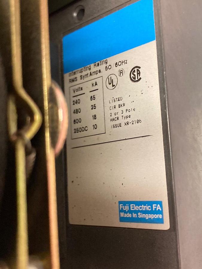 Used Fuji,BU3FHC-020L,Breaker & Rotary Handle