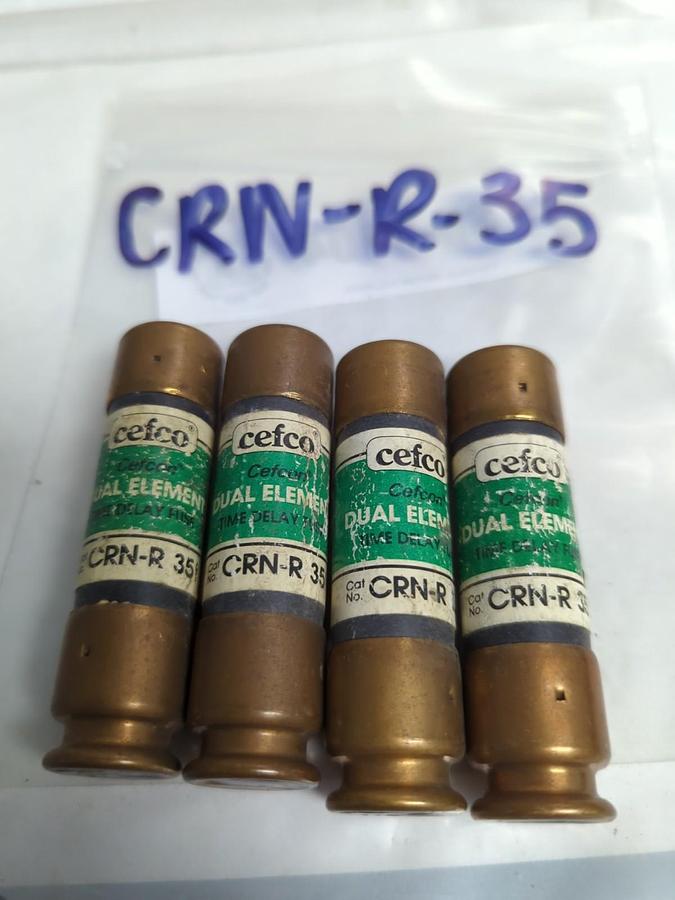 Used CEFCO,CRN-R-35,DUAL ELEMENT 35 AMP FUSE LOT OF 4 PRE-OWNED