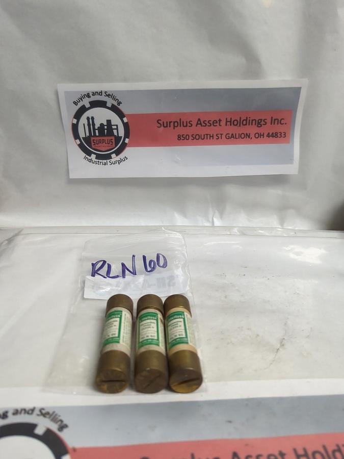 LITTELFUSE,RLN60,RENEWABLE FUSE 60 AMP LOT OF 3 PRE-OWNED