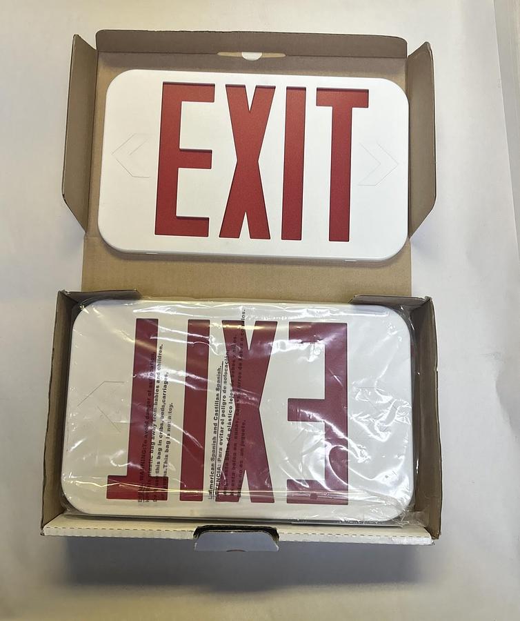 Used PROGRESS LIGHTING,PE008-30,WHITE LED EXIT SIGN NEW