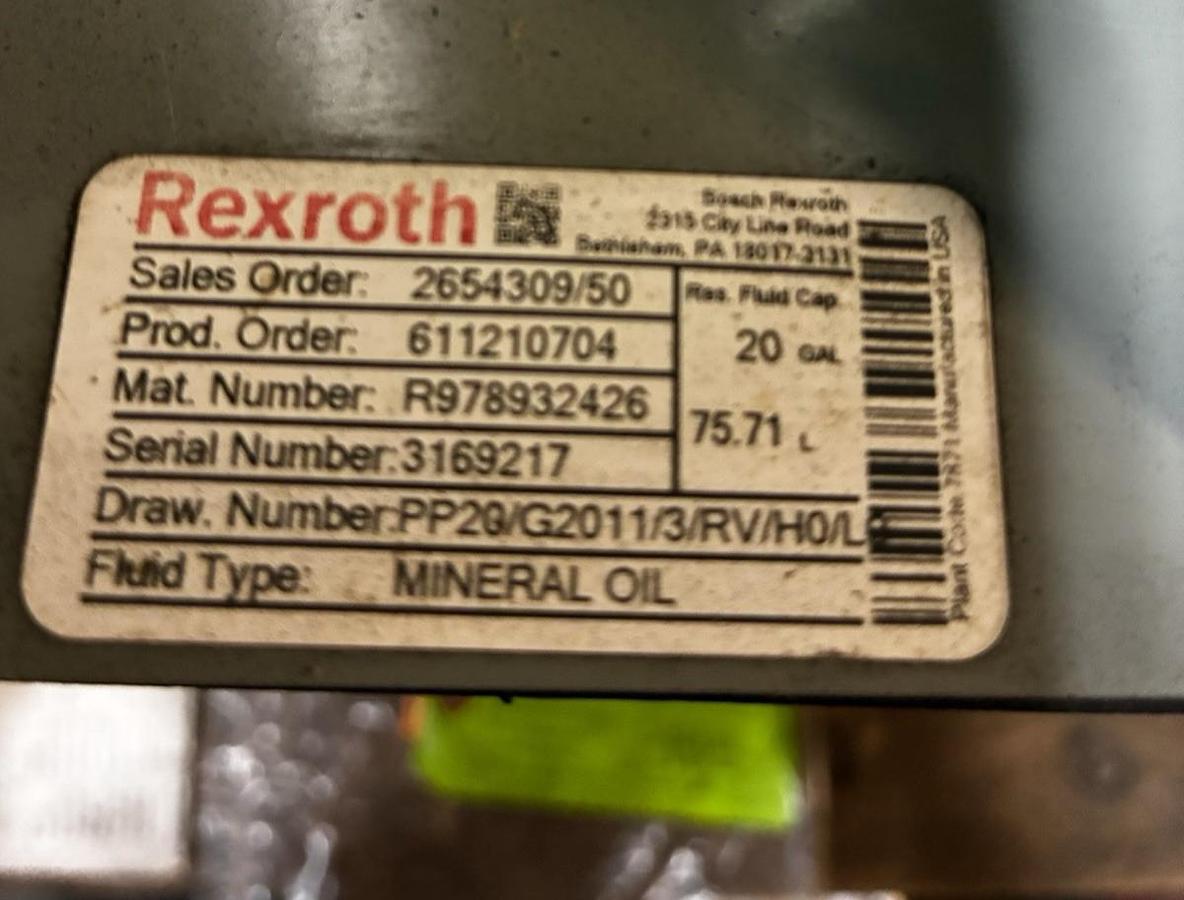 Rexroth,611210704,20 Gal Mineral Oil Pump 3hp 208-230/460V 1760RPM