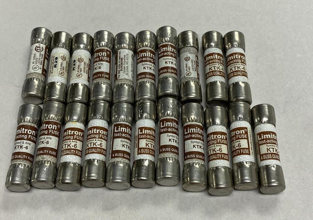 Bussmann,KTK-6,Limitron 6 AMP Fuse Lot Of 21 NOS