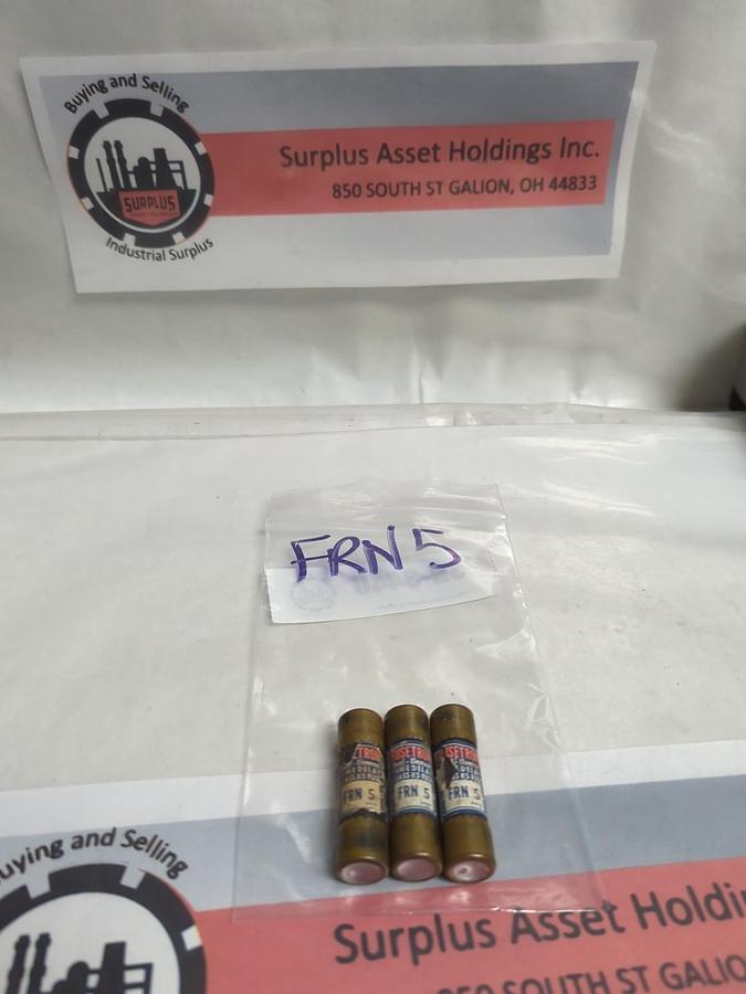 Used COOPER BUSSMANN,FRN-5,FUSETRON 5 AMP FUSE LOT OF 3 PRE-OWNED