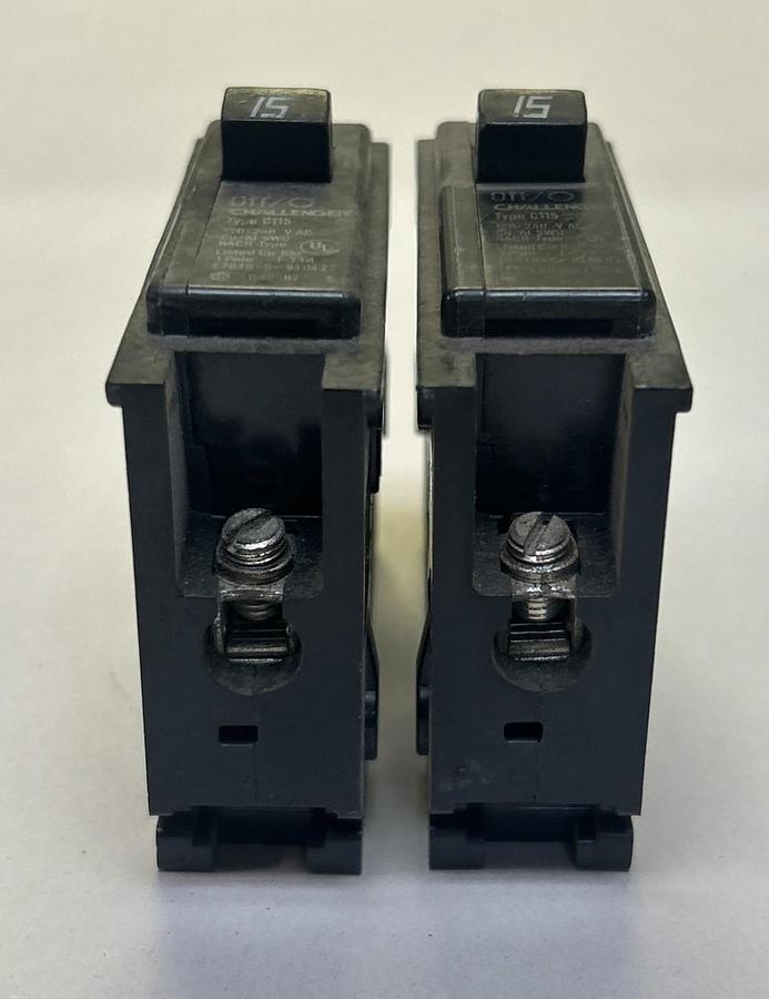 Used CHALLENGER,C115,CIRCUIT BREAKER 15A 120/240V 1P LOT OF 2