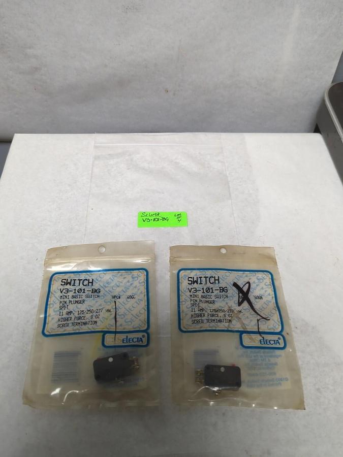 SELECTA,V3-101-BG,MINI BASIC SWITCH 11 AMP 125/250/277 VAC LOT OF 2 NOS
