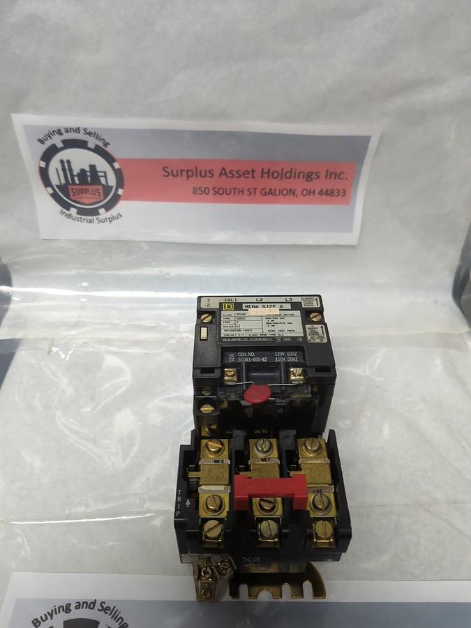 Used SQUARE D,8536-SB02,MOTOR STARTER 3-POLE SERIES A SIZE 0 PRE-OWNED