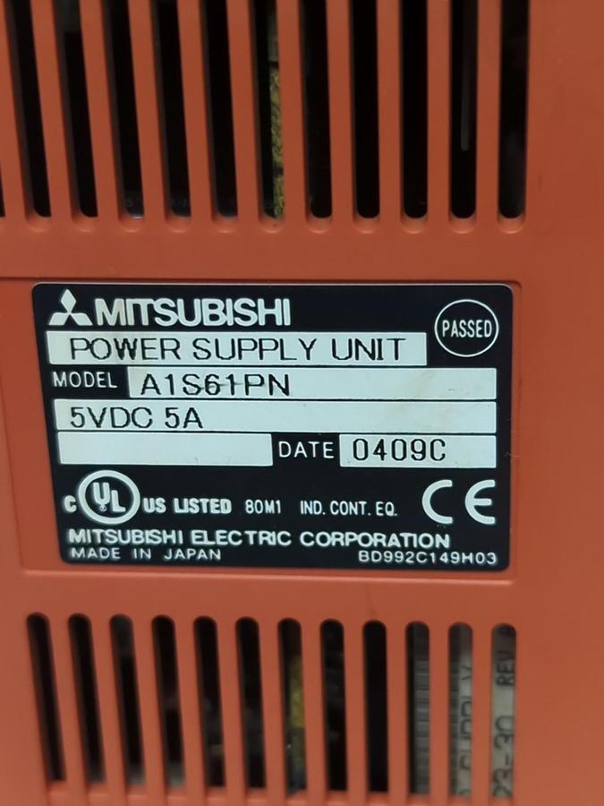 Used MITSUBISHI,A1S61PN,POWER SUPPLY UNIT 100-240VAC PRE-OWNED