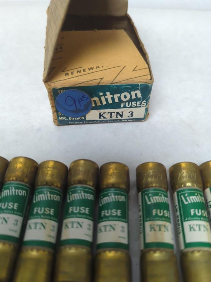 COOPER BUSSMANN,KTN3,LIMITRON 3 AMP FUSES BOX OF 9 NOS