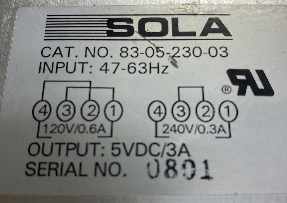Used SOLA,83-05-230-03,POWER SUPPLY