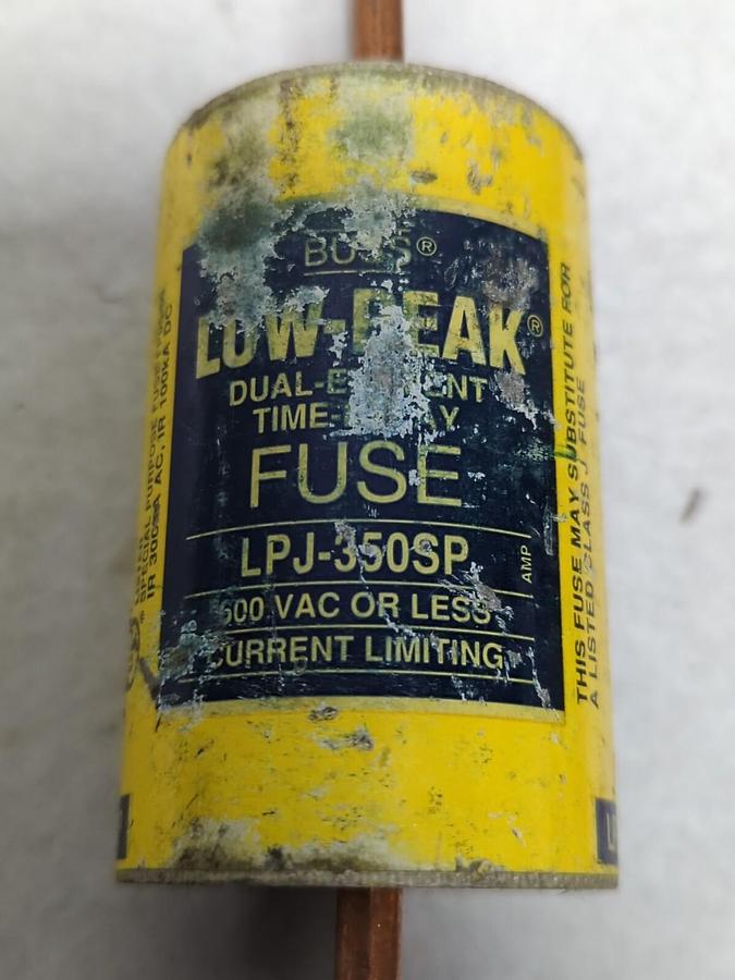 Used COOPER BUSSMAN,LPJ-350SP,LOW-PEAK 350 AMP FUSE PRE-OWNED