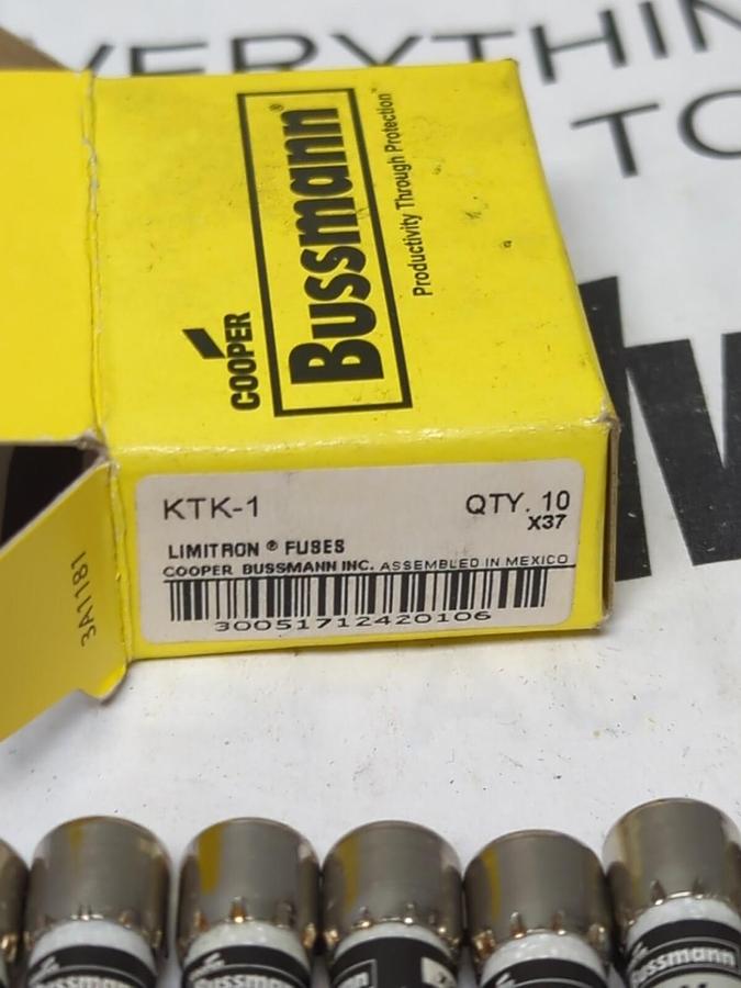 COOPER BUSSMANN,KTK-1,LIMITRON 1 AMP FUSES BOX OF 10 NEW