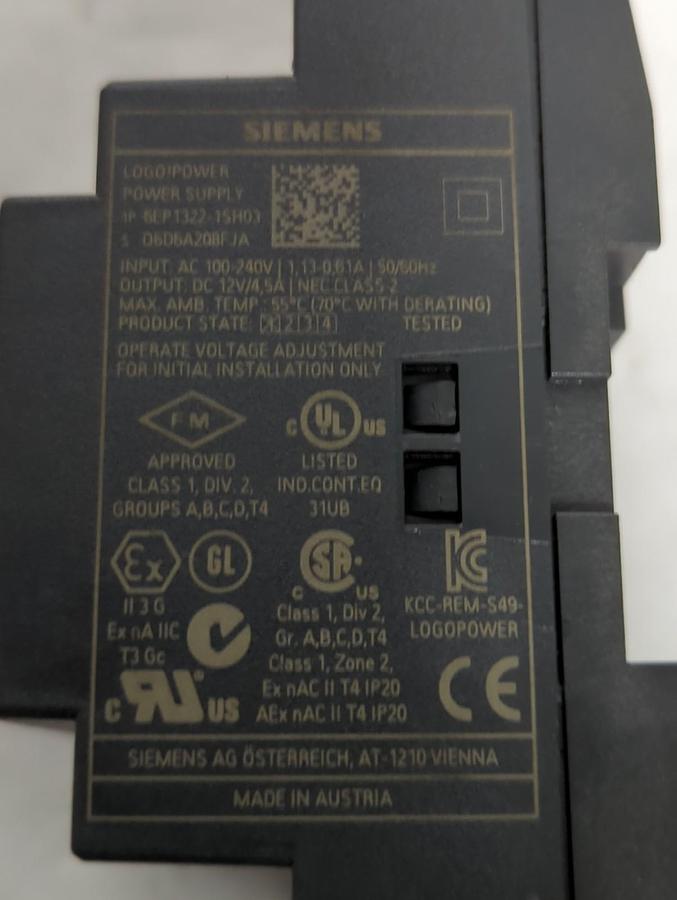 Used SIEMENS,6EP1322-1SH03,LOGO!POWER POWER SUPPLY PRE-OWNED