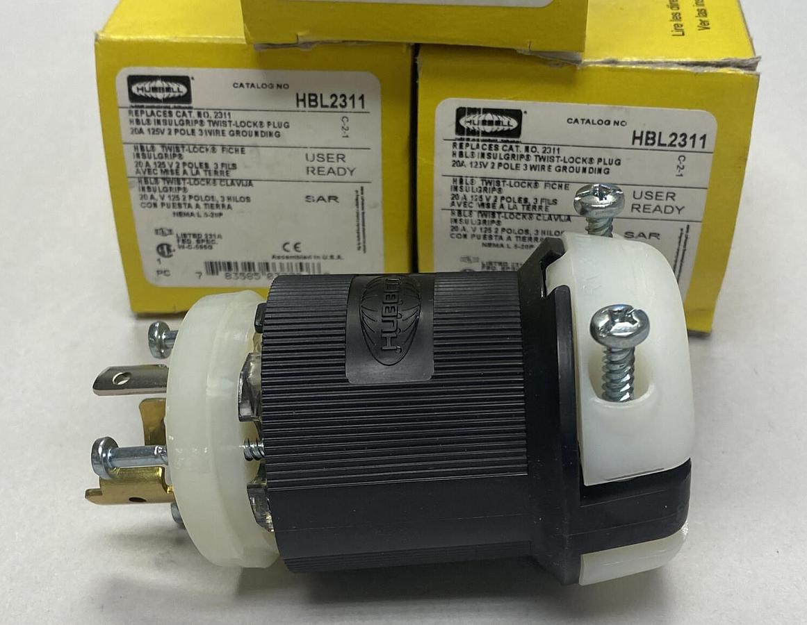 HUBBELL,HBL2311,TWIST LOCK PLUG LOT OF 3 NEW