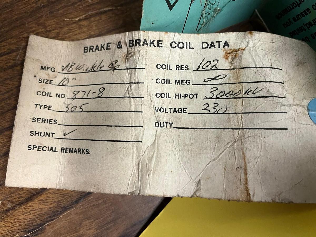 JB WINKLE,871-8,SHUNT COIL TYPE 505 SIZE 10 230VDC