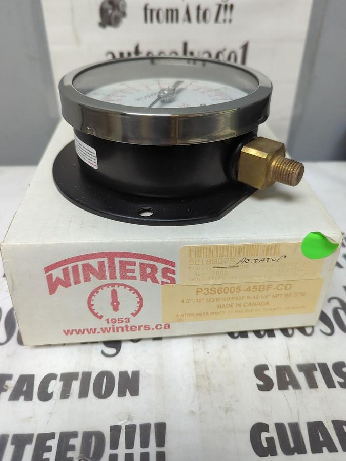 WINTERS,P3S6005-45BF-CD,4.5 INCH-30 INCH HG/0/160PSI/F R-12 1/4 IN NPT..NEW