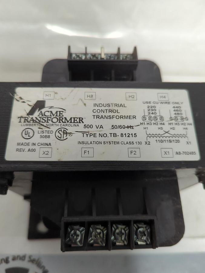 Used ACME TRANSFORMER,TB-81215,INDUSTRIAL CONTROL TRANSFORMER 500VA 50/60HZ PRE-OWNED